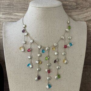 MX Marco Bicego Paradise Inspired Crystal Gold Tone Fashion Statement Necklace